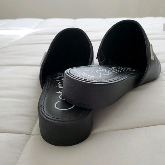 Calvin Klein black leather pointed mules - Picture 3 of 6